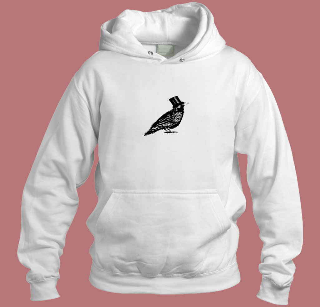 Crow Hat Men's White Aesthetic Hoodie Style Crow Hat Men's White Aesthetic Hoodie Style