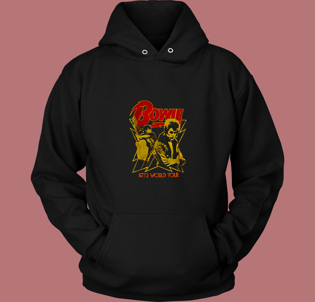 David Bowie 1972 World Tour 80s Hoodie David Bowie 1972 World Tour 80s Hoodie