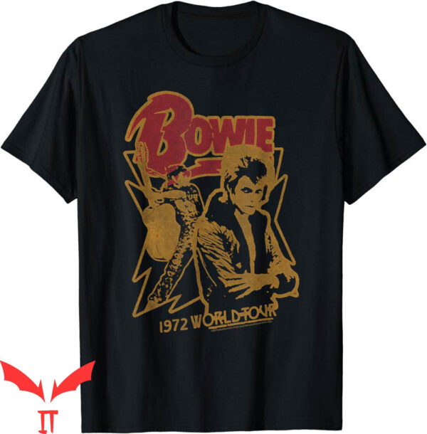 David Bowie Tour T-Shirt 1972 World Tour Guitar Sketch Lyric