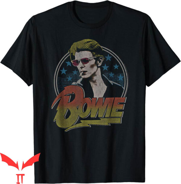 David Bowie Tour T-Shirt Diamond Dogs Guitar Sketch Lyric