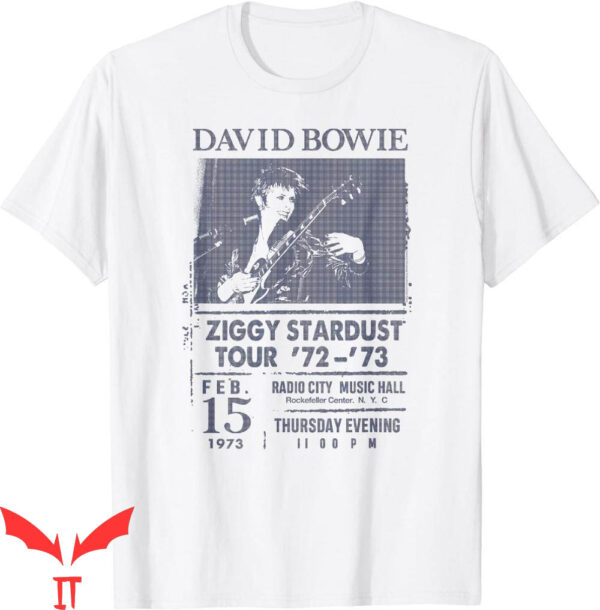 David Bowie Tour T-Shirt Radio City Guitar Sketch Lyric
