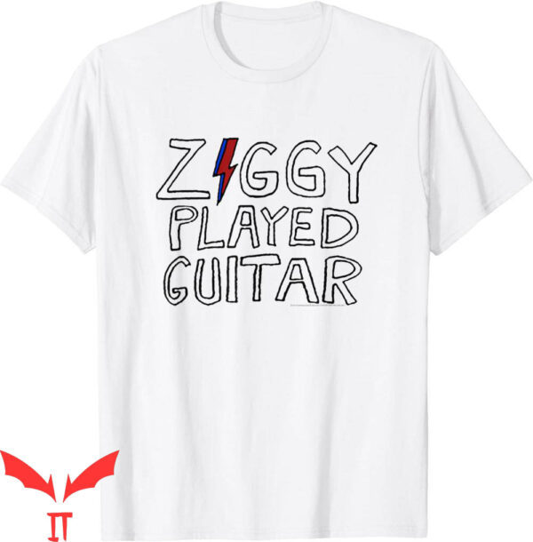 David Bowie Tour T-Shirt Ziggy Played Guitar Sketch Lyric