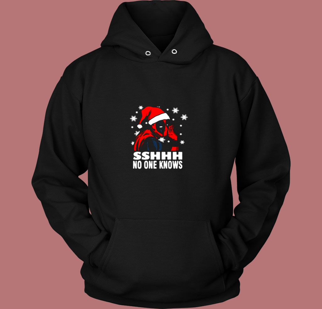 Deadpool Christmas Sshh No One Knows Vintage Hoodie Deadpool Christmas Sshh No One Knows Vintage Hoodie