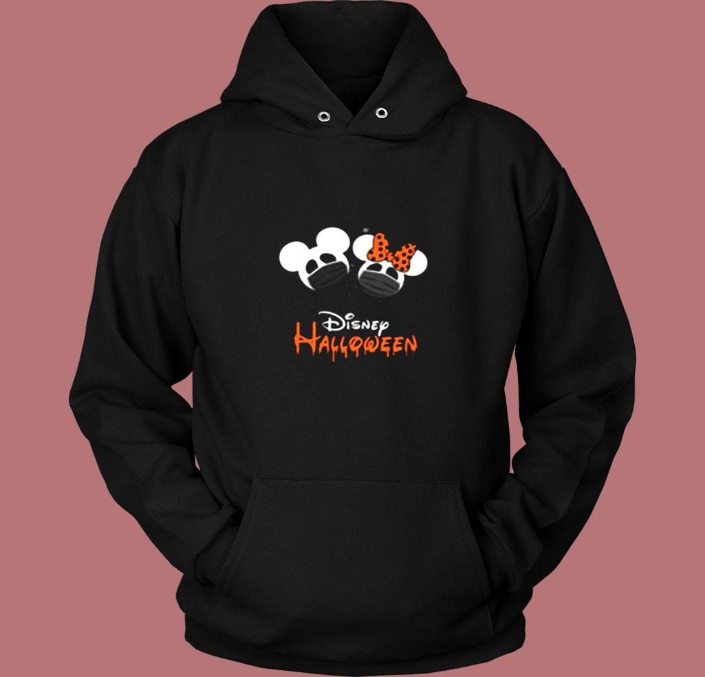 Disney Mickey And Minnie Halloween Quarantine Mask On Fun Together Holiday 007 Vintage Hoodie Disney Mickey And Minnie Halloween Quarantine Mask On Fun Together Holiday 007 Vintage Hoodie