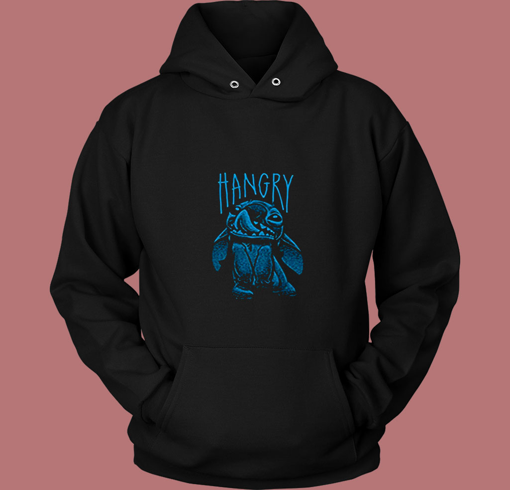Disney Stitch Hangry Graphic Adult 80s Hoodie Disney Stitch Hangry Graphic Adult 80s Hoodie