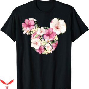 Disneyland Themed T-Shirt Tropical Floral Print Silhouette