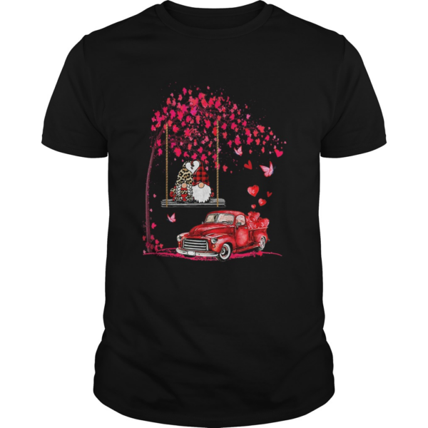 Gnomes Red Truck Tree Valentines Day shirt