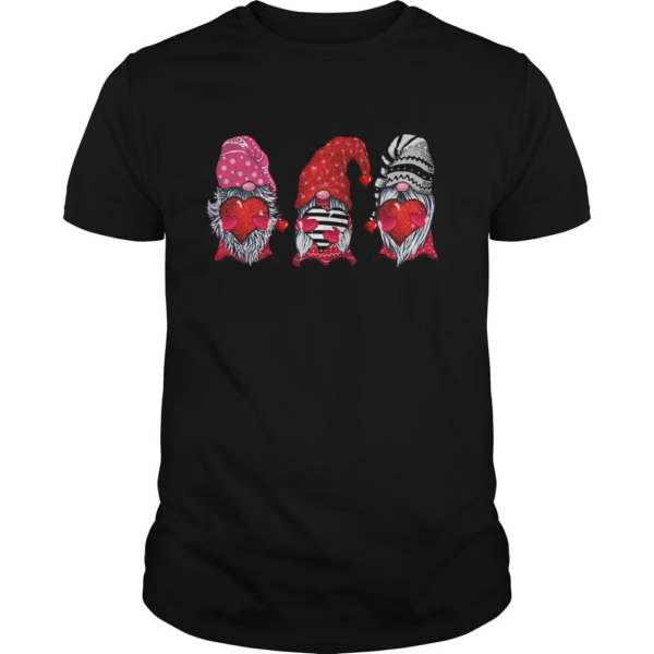 Three Gnomes Holding Hearts Valentines Day shirt