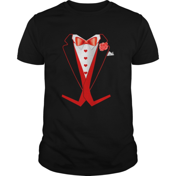 Tuxedo Red Hearts Cool Funny Valentines Day shirt