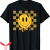 Yellow Smiley T-Shirt Cute Retro Happy Face Checkered