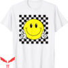 Yellow Smiley T-Shirt Yellow Smile Face Cute Checkered Peace