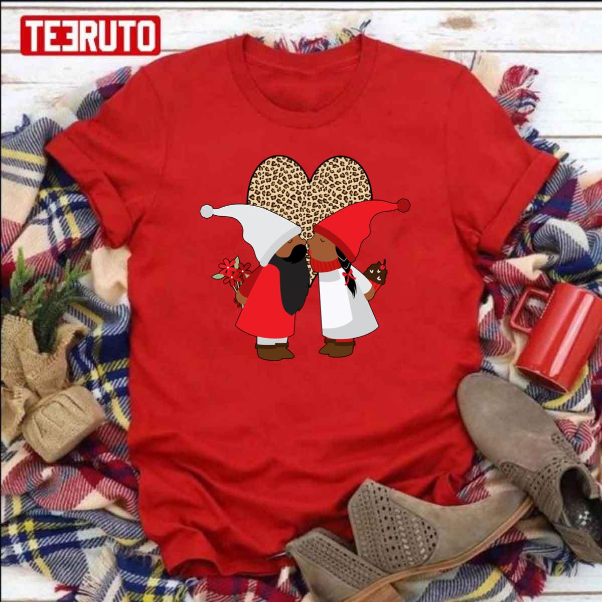 African American Valentines Day Gnome Couples Leopard Unisex Sweatshirt African American Valentines Day Gnome Couples Leopard Unisex Sweatshirt