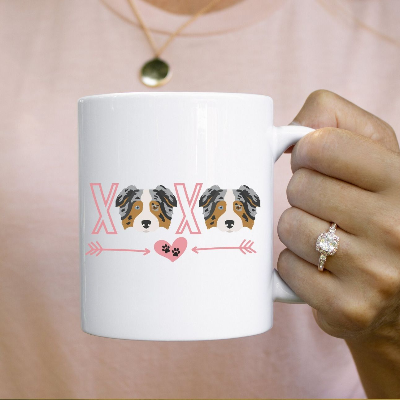Australian Shepherd Valentines Day Coffee Xoxo Mug Australian Shepherd Valentines Day Coffee Xoxo Mug