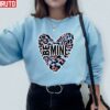 Be Mine Valentines Day Pale Blue Pink Leopard Heart Unisex Sweatshirt