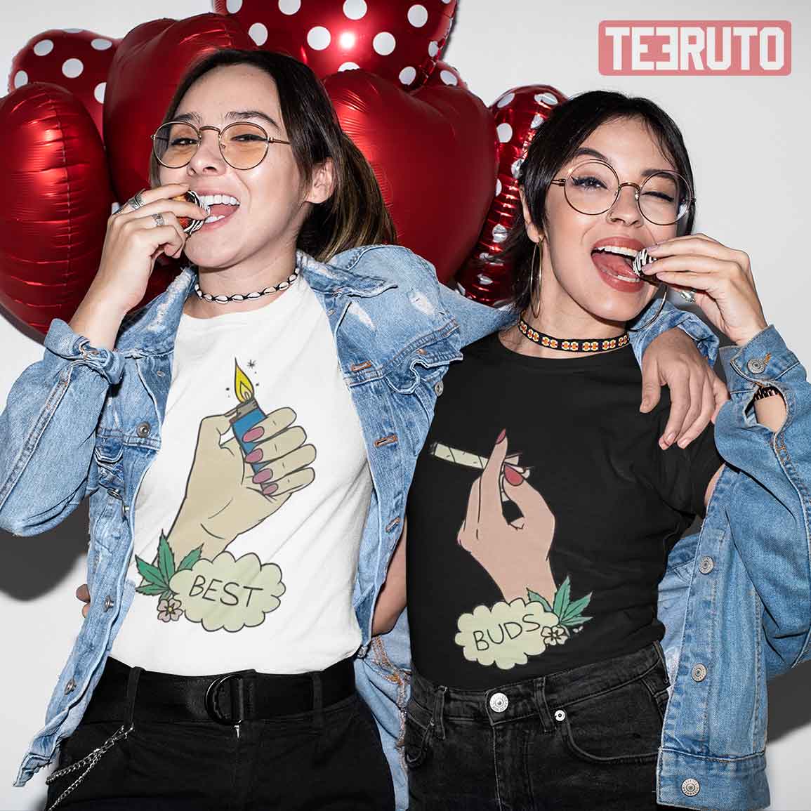 Best Buds Couple Matching Valentine Weed Lover Marijuana Joint Lighter T-Shirt Best Buds Couple Matching Valentine Weed Lover Marijuana Joint Lighter T-Shirt