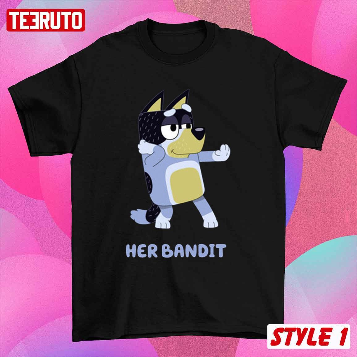 Bluey Family Her Bandit His Chilli Valentine Couple Matching T-Shirt Bluey Family Her Bandit His Chilli Valentine Couple Matching T-Shirt