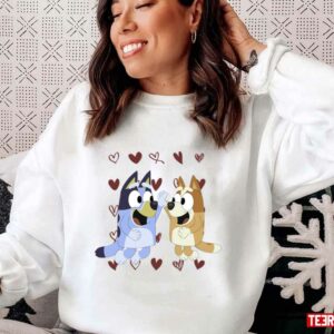 Bluey Heart Valentine Couple Husband And Wife Unisex Sweatshirt Unisex T-Shirt