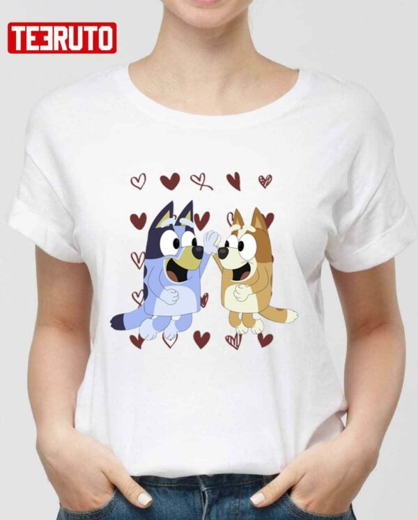 Bluey Heart Valentine Couple Husband And Wife Unisex Sweatshirt Unisex T-Shirt