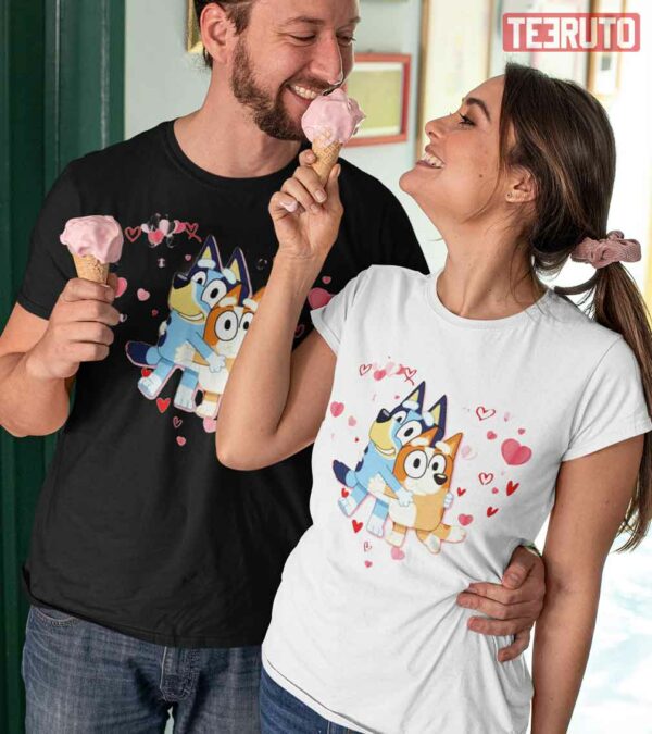 Bluey Husband And Wife Family Couple Valentines Day T-Shirt