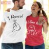 Cartoon Hand I Asked I Said  Yes Husband And Wife Couple Engagement T-Shirt