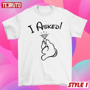 Cartoon Hand I Asked I Said  Yes Husband And Wife Couple Engagement T-Shirt