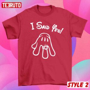 Cartoon Hand I Asked I Said Yes Husband And Wife Couple Engagement T Shirt 3