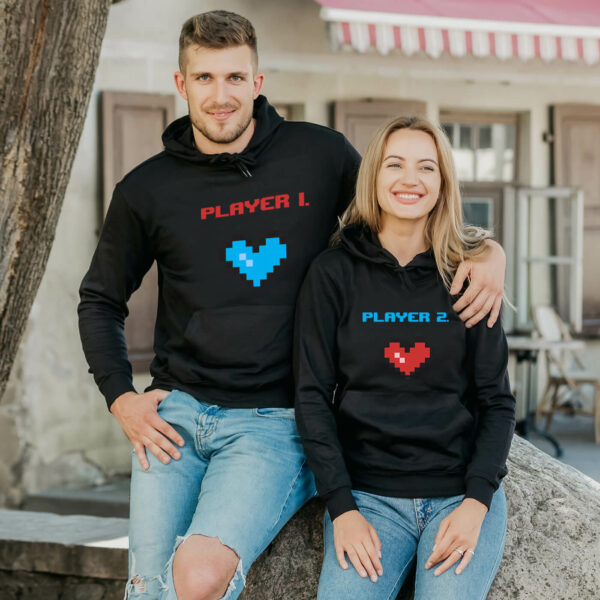 Couple Hoodies Player 1 and Player 2