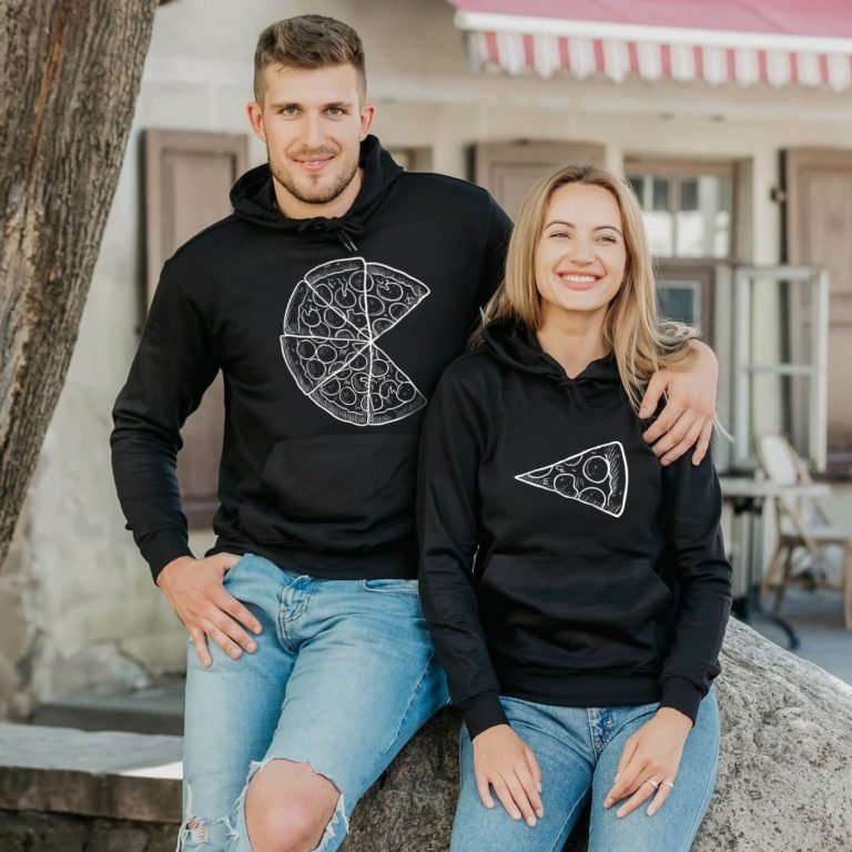 Couple Hoodies Transparent Pizza Couple Hoodies Transparent Pizza