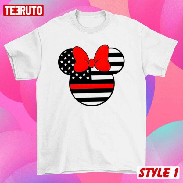 Couple Matching Valentine Mickey Minnie Mouse America Flag Disney T-Shirt