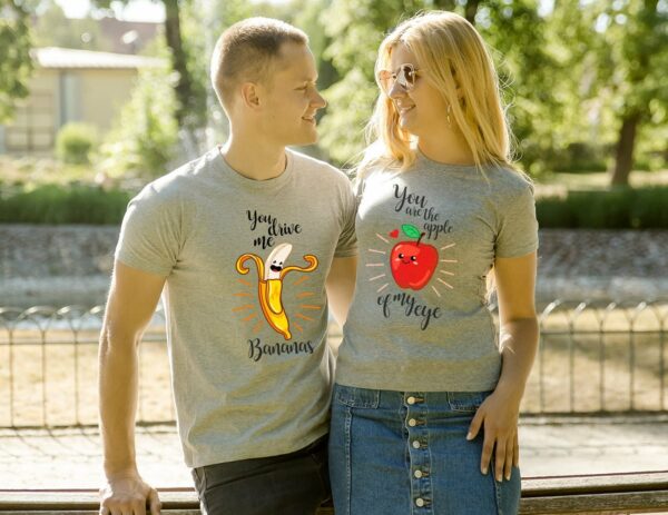 Couple T-shirts Banana Apple