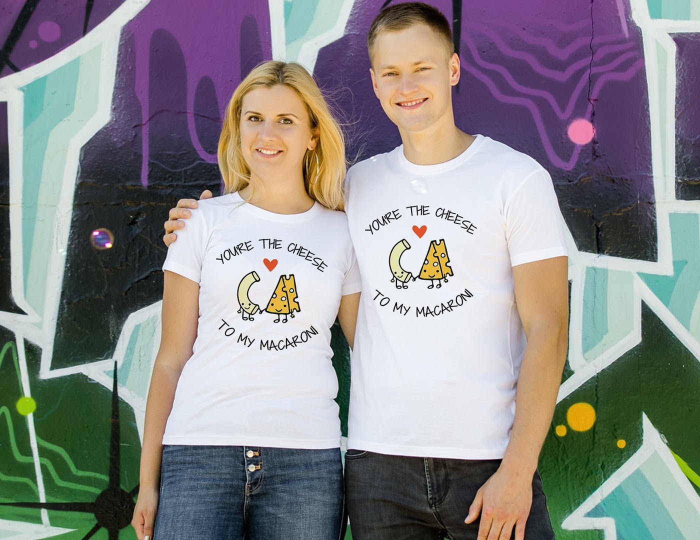 Couple T-shirts Cheese & Macaroni Couple T-shirts Cheese & Macaroni