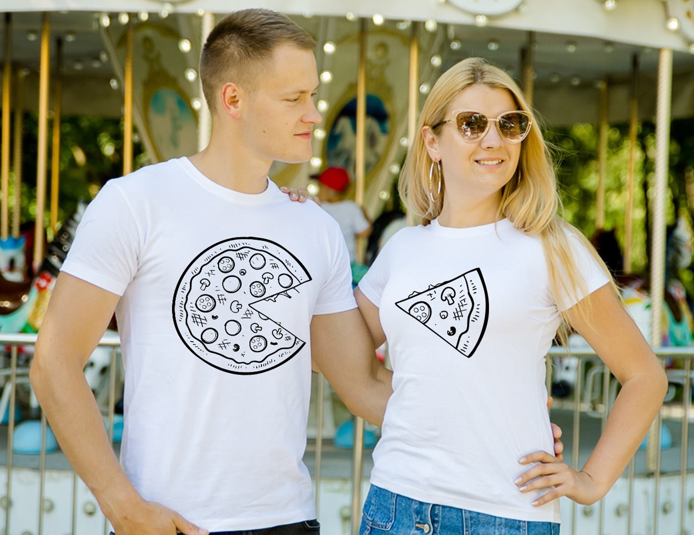 Couple T-shirts Couple Pizza Couple T-shirts Couple Pizza