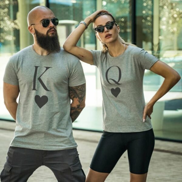 Couple T-shirts King And Queen Hearts