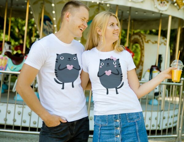 Couple T-shirts Love Cats