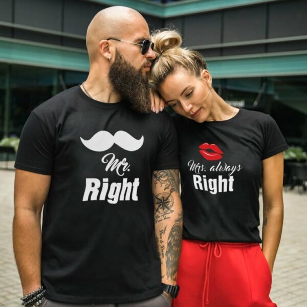 Couple T-shirts Mr. Right Mrs. Always Right