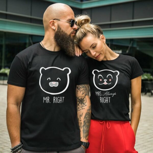 Couple T-shirts Mr. Right and Mrs. Always Right