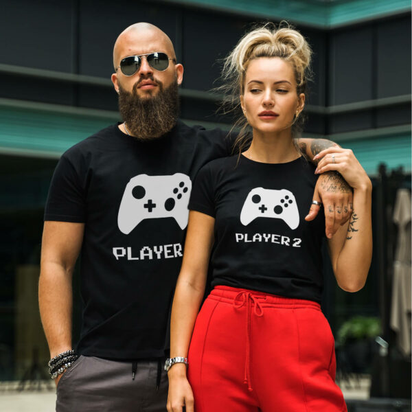 Couple T-shirts Player 1 and Player 2