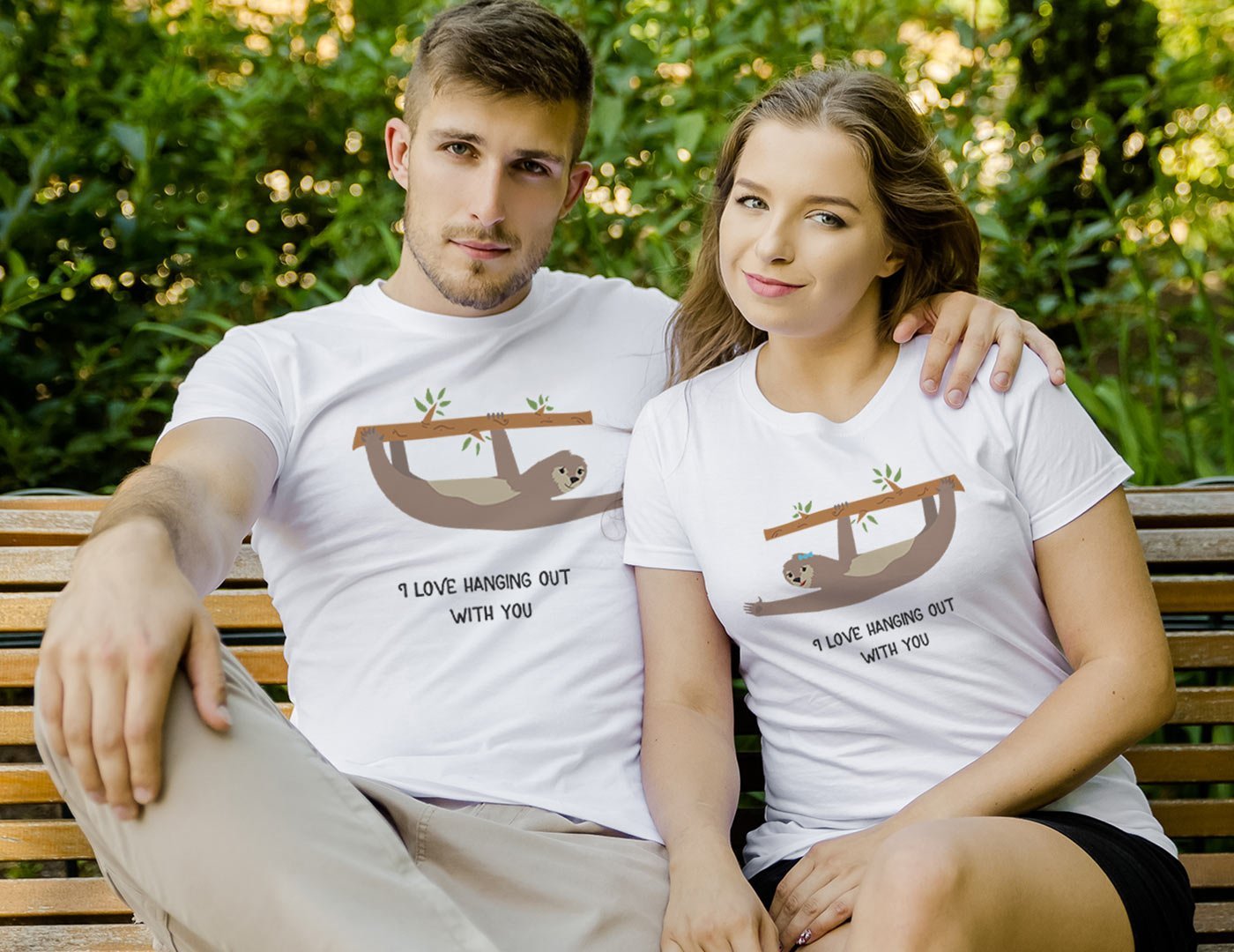 Couple T-shirts Sloth Hanging Out Couple T-shirts Sloth Hanging Out