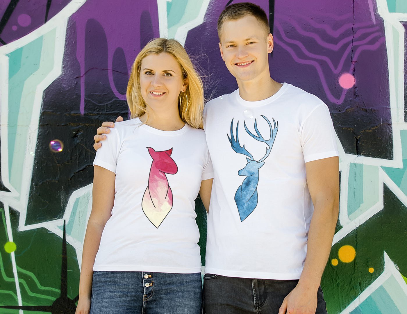 Couple T-shirts Stag Couple T-shirts Stag