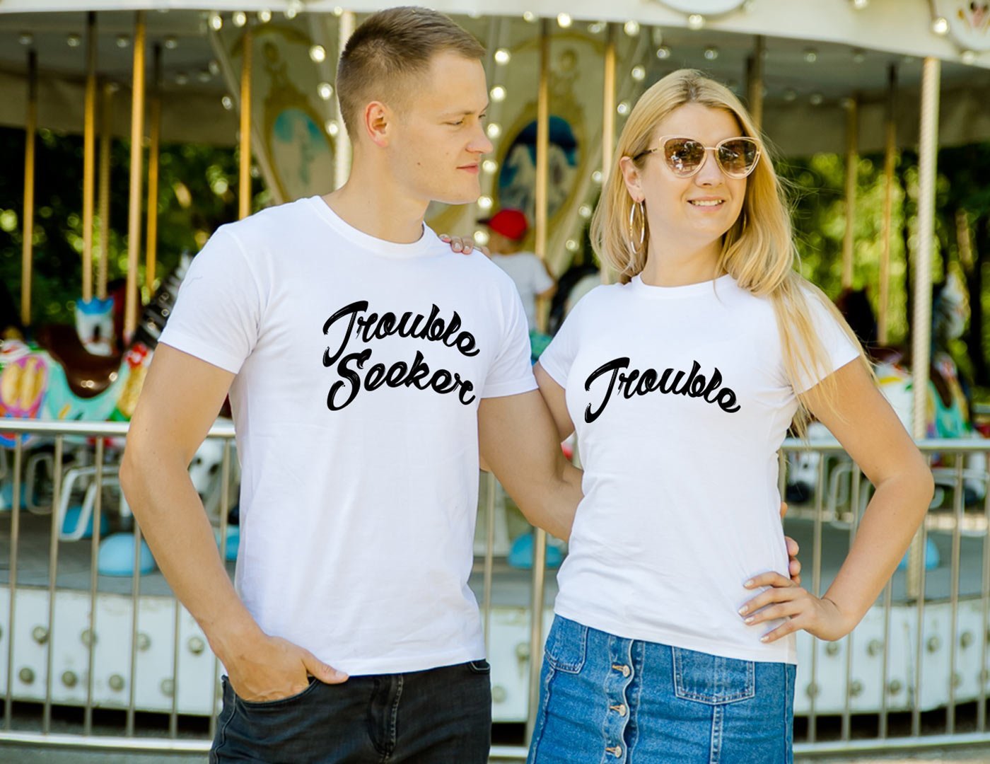 Couple T-shirts Trouble Seeker Couple T-shirts Trouble Seeker