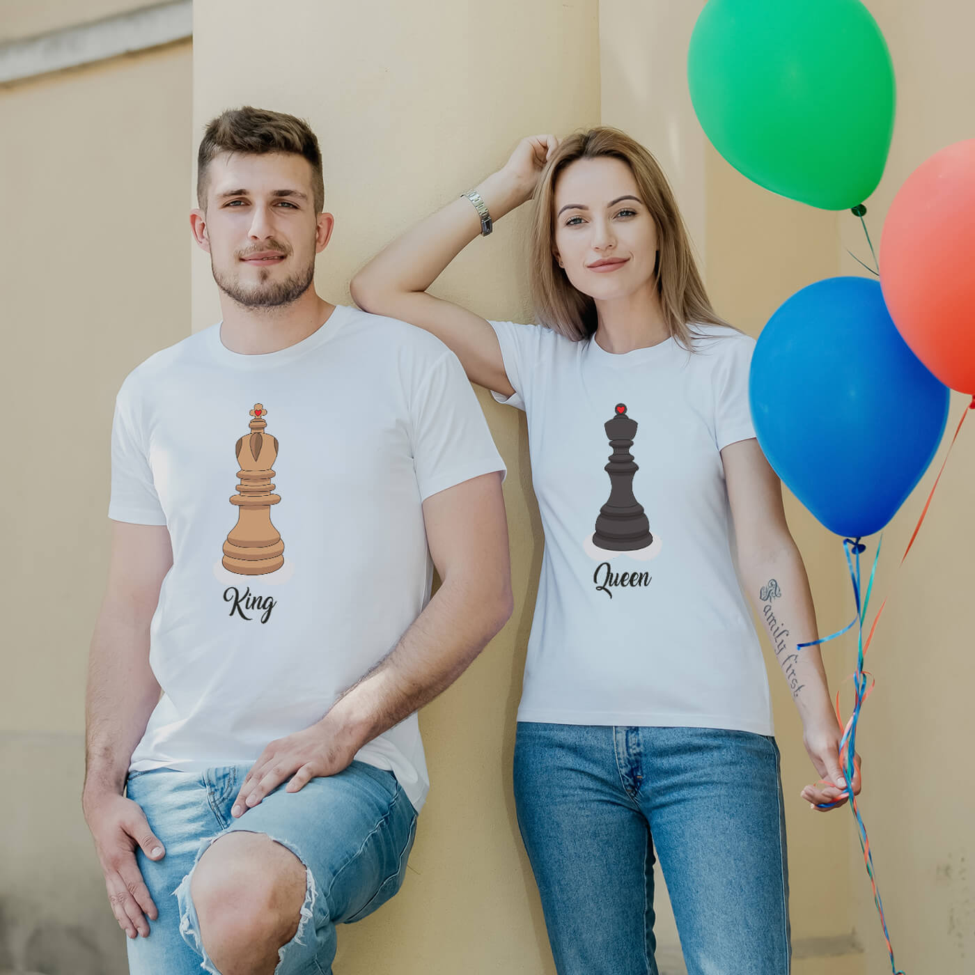 Couple t-shirts Chess King Queen Couple t-shirts Chess King Queen