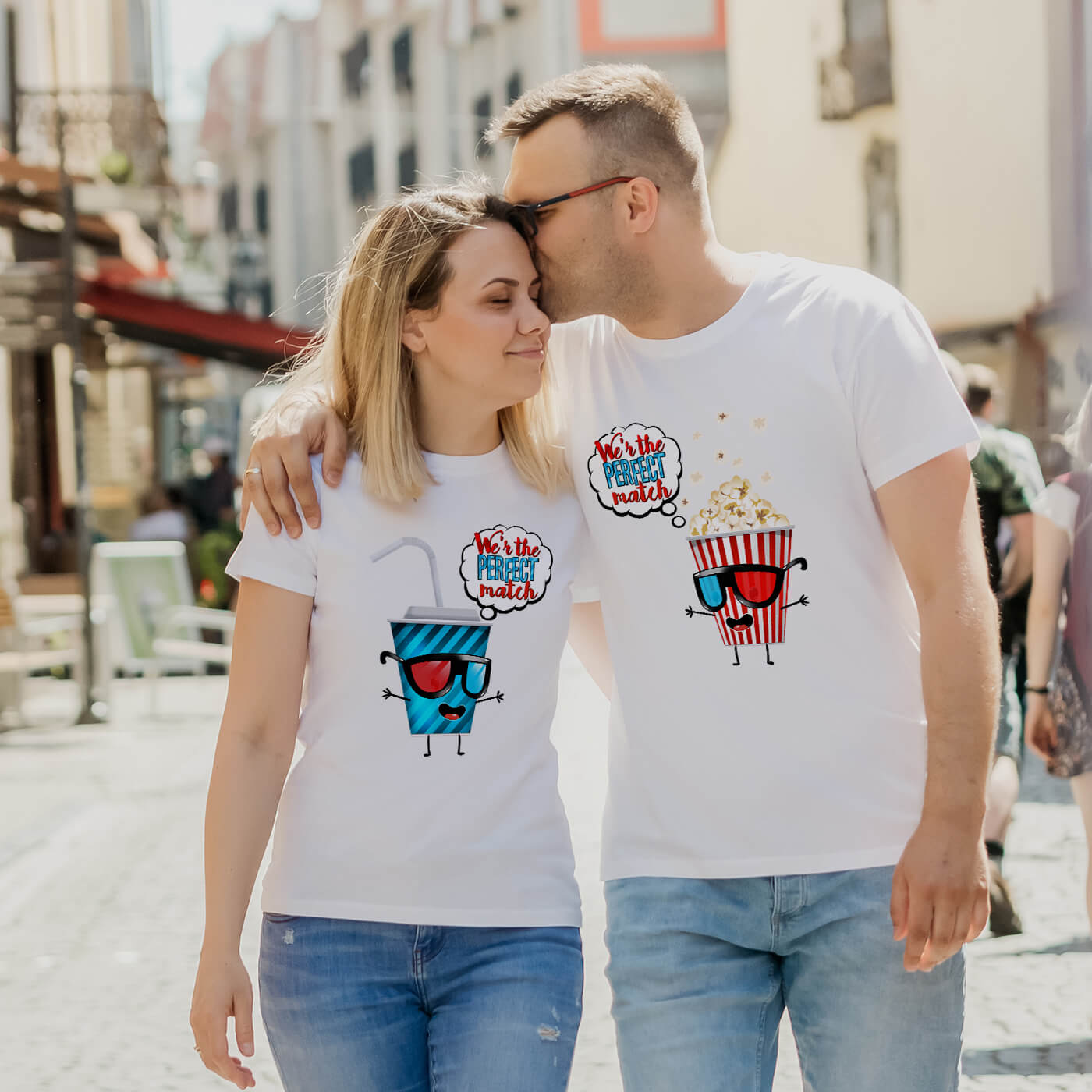 Couple t-shirts Cola Popcorn Couple t-shirts Cola Popcorn