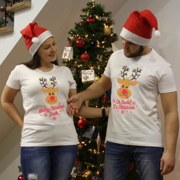 Couple t-shirts Deer Christmas Is Here