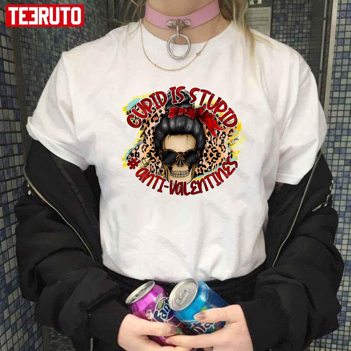 Cupid Is Stupid Anti Valentine's Day Leopard Pattern Unisex Hoodie Cupid Is Stupid Anti Valentine's Day Leopard Pattern Unisex Hoodie