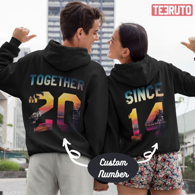 Customise Together Since Husband And Wife Matching Couple Valentine Hoodie Customise Together Since Husband And Wife Matching Couple Valentine Hoodie