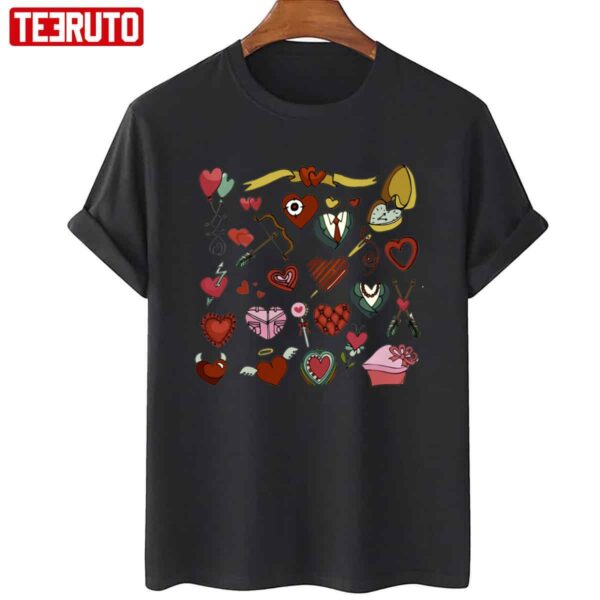 Cute Valentines Day Hearts Doodle Unisex Sweatshirt Unisex T-Shirt