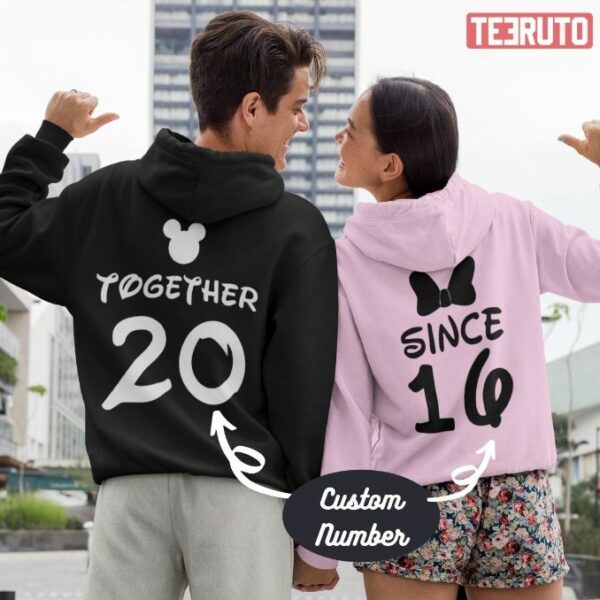 Disney Mickey Minnie Customise Together Since Husband And Wife Matching Valentine Hoodie