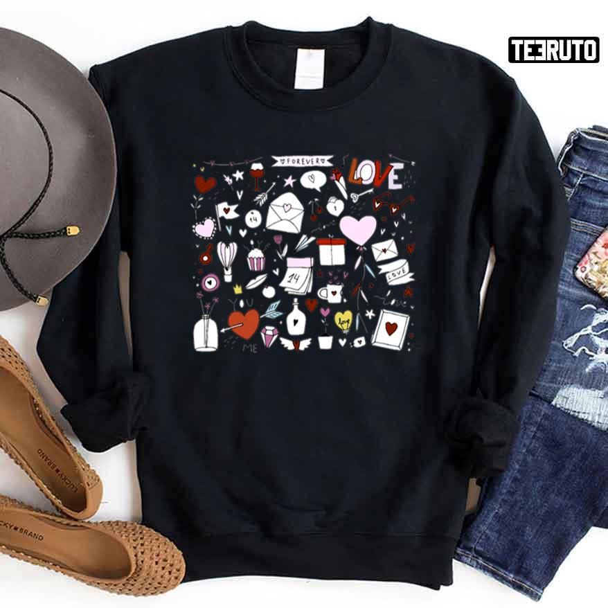 Doodles Little Things Favorites Valentine Love Matching Unisex Sweatshirt Unisex T-Shirt Doodles Little Things Favorites Valentine Love Matching Unisex Sweatshirt Unisex T-Shirt