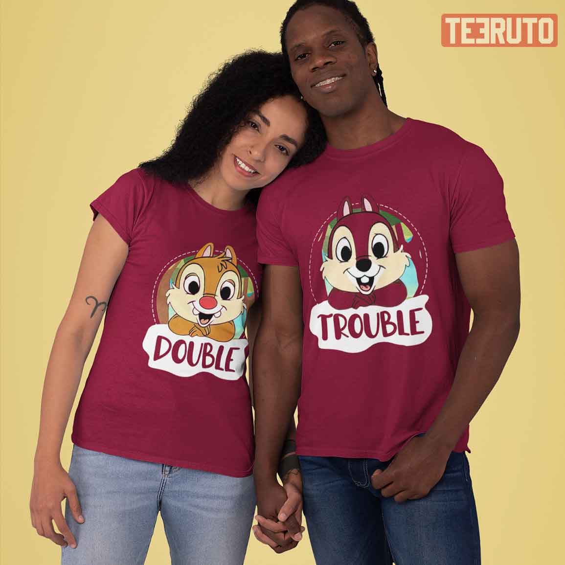 Double Trouble Chip And Dale Couple Matching Valentine T-Shirt Double Trouble Chip And Dale Couple Matching Valentine T-Shirt