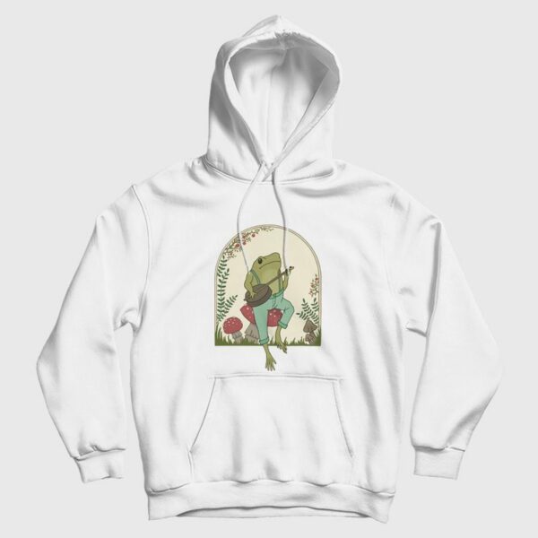 Frog Playing Banjo on Mushroom Cute Hoodie